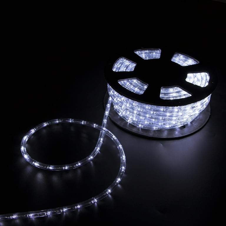 Walcut 50Ft 2 Wire LED Rope Lights, Cool White Lights with Clear PVC Jacket, Connectable and Flexible, for Indoor Wedding Christmas Party and Waterproof for Outdoor Decoration Walcut 50Ft 2 Wire LED Rope Lights, Cool White Lights with Clear PVC Jacket, Connectable and Flexible, for Indoor Wedding Christmas Party and Waterproof for Outdoor Decoration