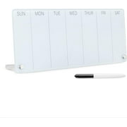 Navaris Weekly Whiteboard Planner - Small Dry Erase Glass Whiteboard to Do Calendar for Office Desk - Dry Erase Schedule Board - 16 x 6 Inches