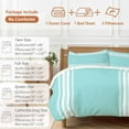 thumbnail image 6 of Farmhouse Teal Duvet Cover Set Queen Size, White Stripe 4 Piece Soft Microfiber Bedding Set with 1 Duvet Cover, 1 Flat Sheet, 2 Pillowcases, 6 of 9