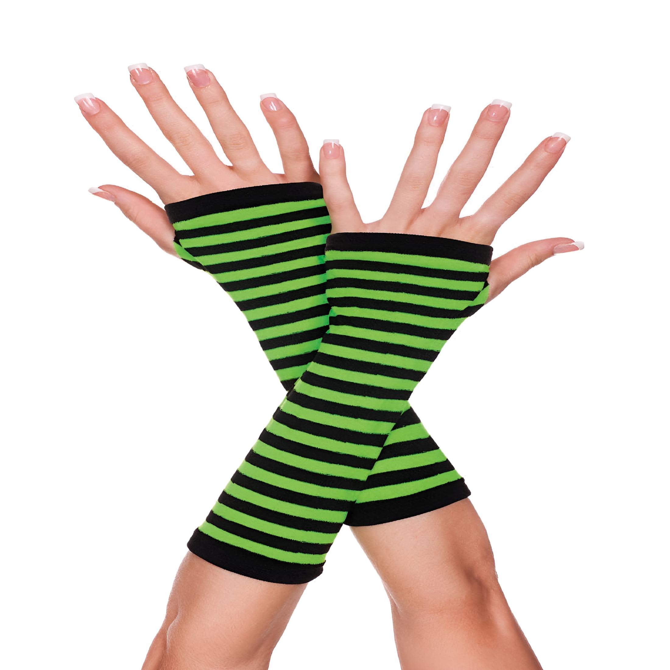 Opaque stripes arm warmer 422-BLACK-NGREEN - Walmart.com