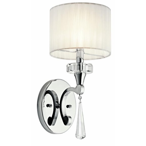 Steel 1 Light Crystal Accent Sconce in Glam Style with Fabric Shade and Chrome Finish-16.25 inches H X 6.75 inches W Bailey Street Home 147-Bel-553170