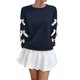 thumbnail image 3 of RKSTN Women's Christmas Sweatshirt Oversized Crewneck Cute Knit Bowknot New Year Holiday Sweatshirts Womens Casual Solid Round Neck Plus Size 3D Bow Trim Loose Comfy Sweatshirt Fall Spring Clothes, 3 of 9