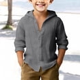 thumbnail image 2 of EnJoCho Boys Linen Hooded Shirt Long Sleeve Beach Top Lightweight Summer Teen Casual Vacation Sun Protection, 2 of 4