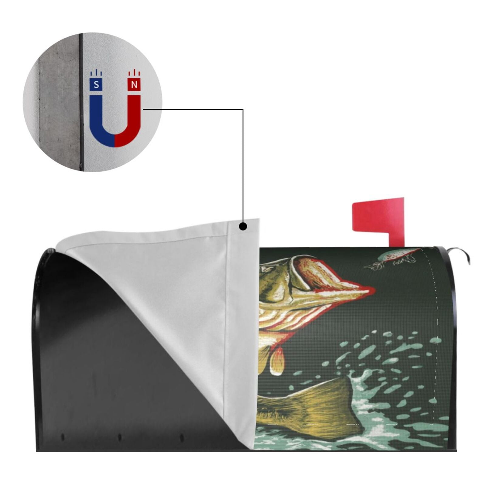 Logiee Largemouth Bass jumps out of water Print Post Letter Box Wrap Decor, Mailbox Cover Suitable for Standard Mailbox and Large Size Mailbox,Outdoor Yard Decoration-21x18 in