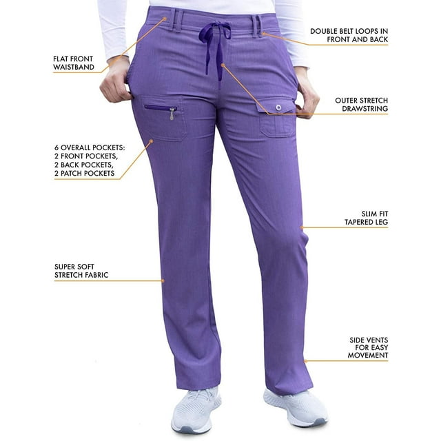Adar Pro Heather Pantalon d'Uniforme Fuselé Ajusté pour Femme, Heather Grape, TP