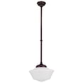 thumbnail image 4 of Design Classics Lighting 14 Inch Retro Farm Style Bronze Schoolhouse Pendant Light with Milk Frosted Glass, 4 of 4