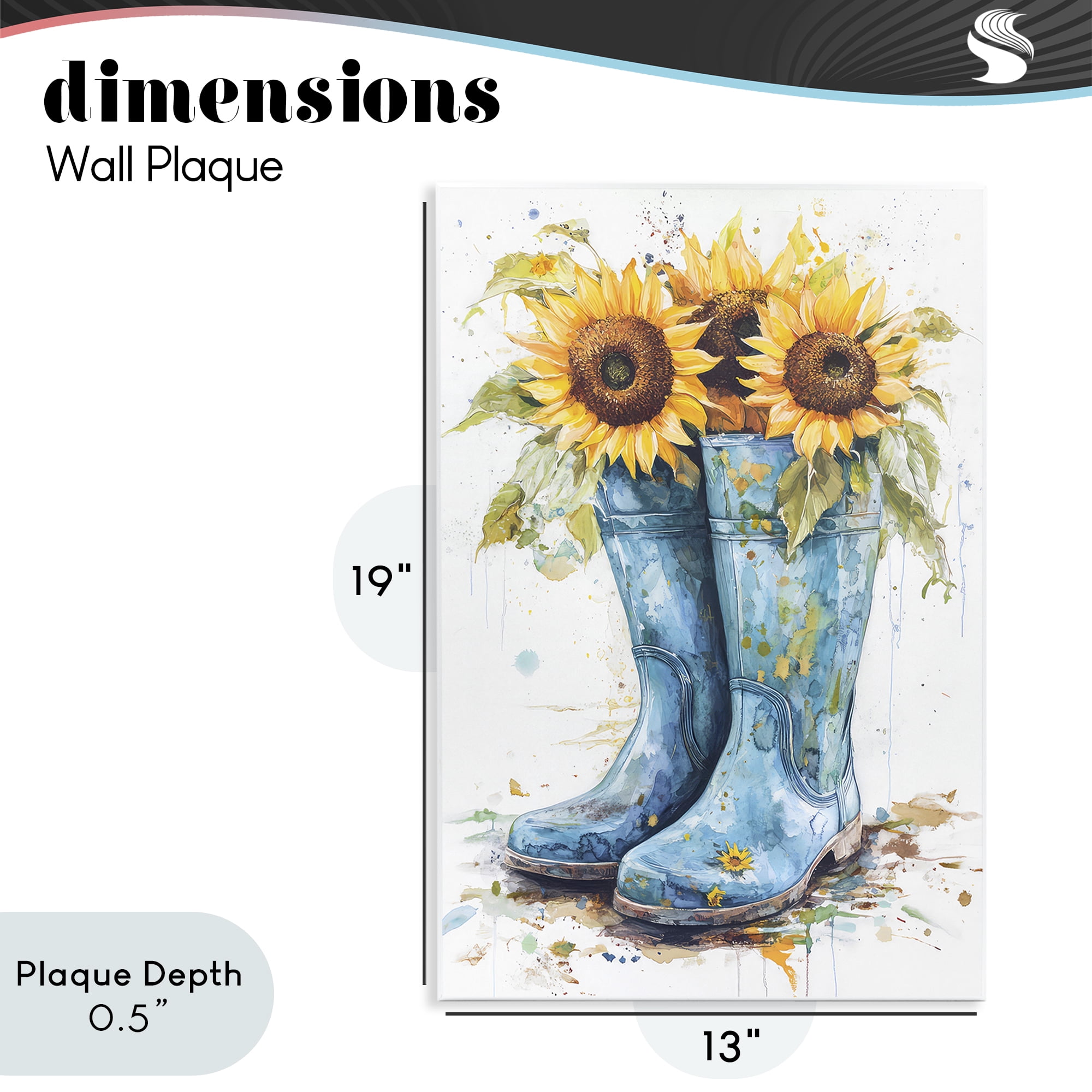 Stupell Industries Blue Rain Boots & Sunflowers Wall Plaque Art, design by Tina LeCour
