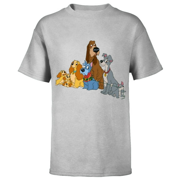 Disney Lady and the Tramp Dogs - Short Sleeve T-Shirt for Kids -Customized-Athletic Heather
