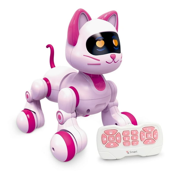Remote Control Robot Cat, Intelligent Electronic Pet, Multi-Functional Programmable Singing and Dancing Toys, 8 Years and Up, Pink