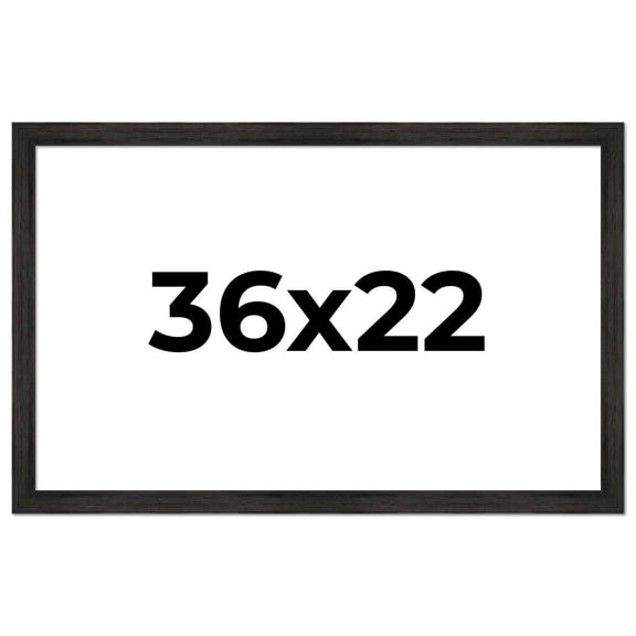 36x22 Frame Black Rustic Barnwood Solid Wood Picture Frame | 1.5 Inch Moulding Width | Includes UV