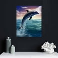 thumbnail image 4 of COMIO Blue Dolphin Canvas Wall Art Blue Sky Beach Seascape Ocean Wall Painting on Canvas Poster Print for Home Kitchen Bathroom Teen Girls Wall Pictures for Living Room Decor, 4 of 4