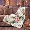 thumbnail image 6 of Vintage Pink Rose Garden, Cozy Botanical Garden Scene, Warm Flannel Blanket for Sunroom and Reading Nook with Detailed Artwork, Garden Lovers Appreciation Gift, Botanical Home Decor, 6 of 9
