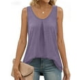 thumbnail image 3 of MOSHU Summer Tank Tops for Women V-neck Sleeveless Shirts Pleated Front Tops, 3 of 9