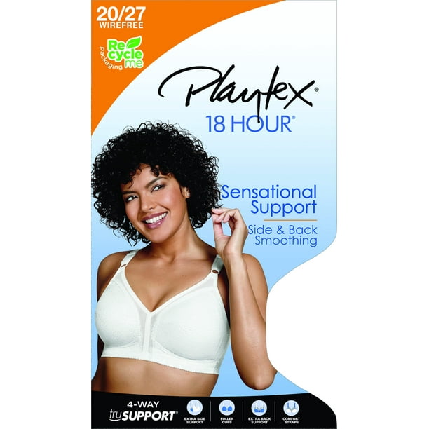 Playtex 20-27 18 Hour Lace Wirefree Bra, Size 46D - White 