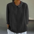 thumbnail image 2 of ZyeKqe Cotton Linen Shirt for Women 3/4 Sleeve Length Top V Neck Casual Loose Plus Size Blouses, 2 of 5