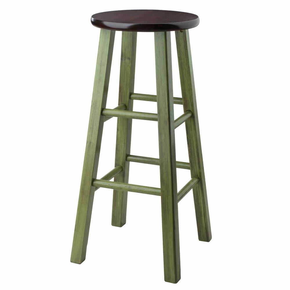 Winsome Ivy 29" Bar Stool, Rustic Green & Walnut Finish
