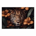 thumbnail image 2 of Mudket Framed Leopard with Orange Flowers Canvas Wall Art, Dark Jungle Leopard Print Wall Decor for Office, Trendy Animal Wall Art, Ready to Hang - 12"L x 8"W, 2 of 10