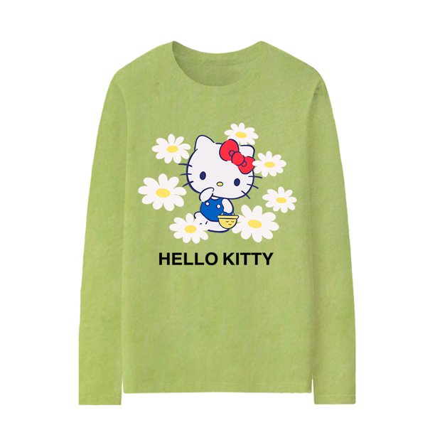 Camiseta de algodón de manga larga para mujer, ropa holgada, dulce