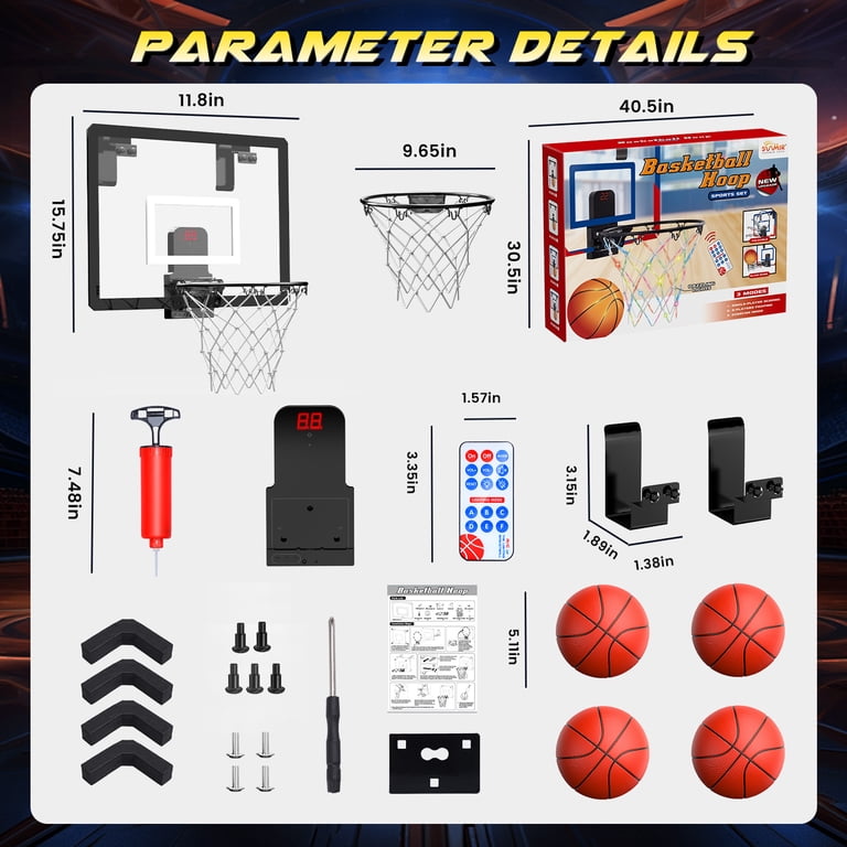 STAY GENT Mini Basketbalkoepel met 4 Ballen/Automaat Scorer/LED