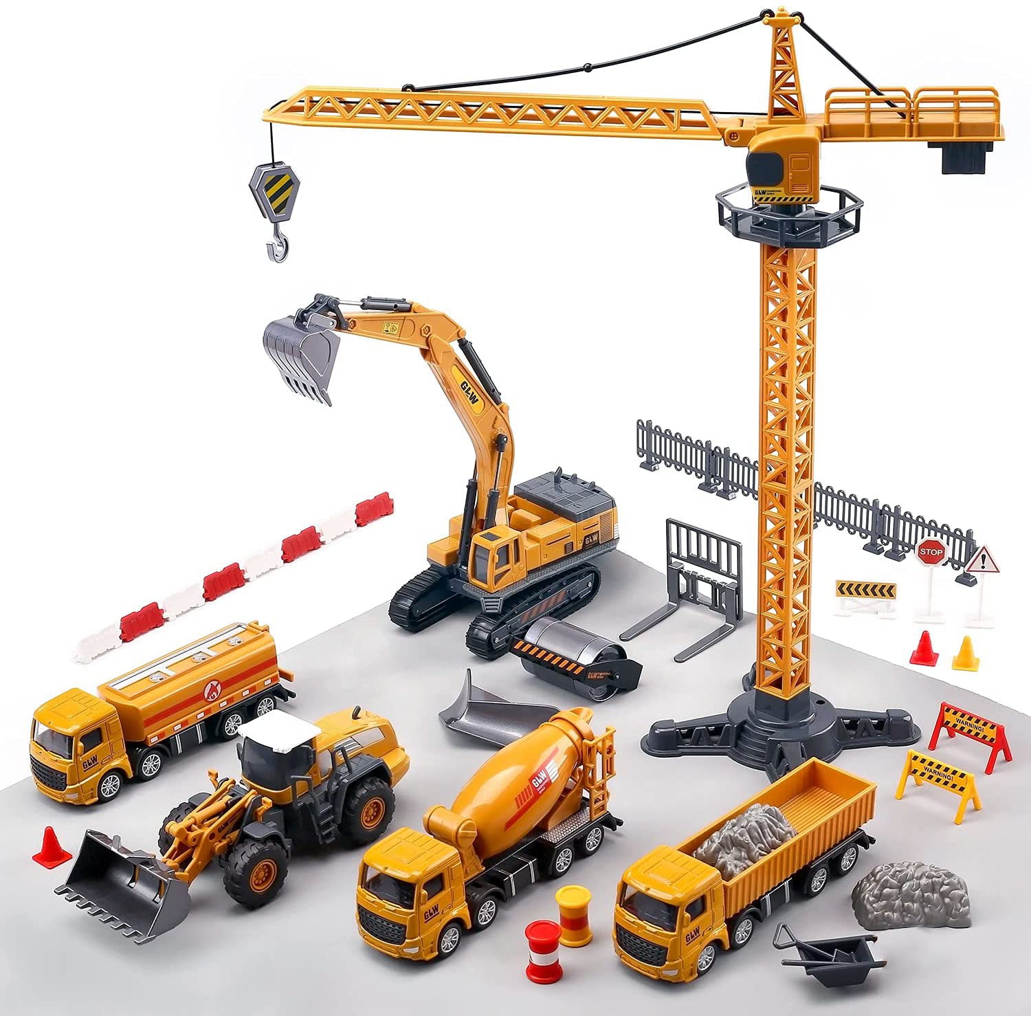 Engineering Vehicle Crane Paver Excavator Alloy Model Car Construction Kids Gift 