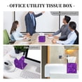 thumbnail image 6 of Uemuo Purple Glitter Tissue Box Cover Holder, Square with Bottom Belt - PVC Leather Decorative Organizer for Tabletop, Bathroom, Car, Office, 6 of 8