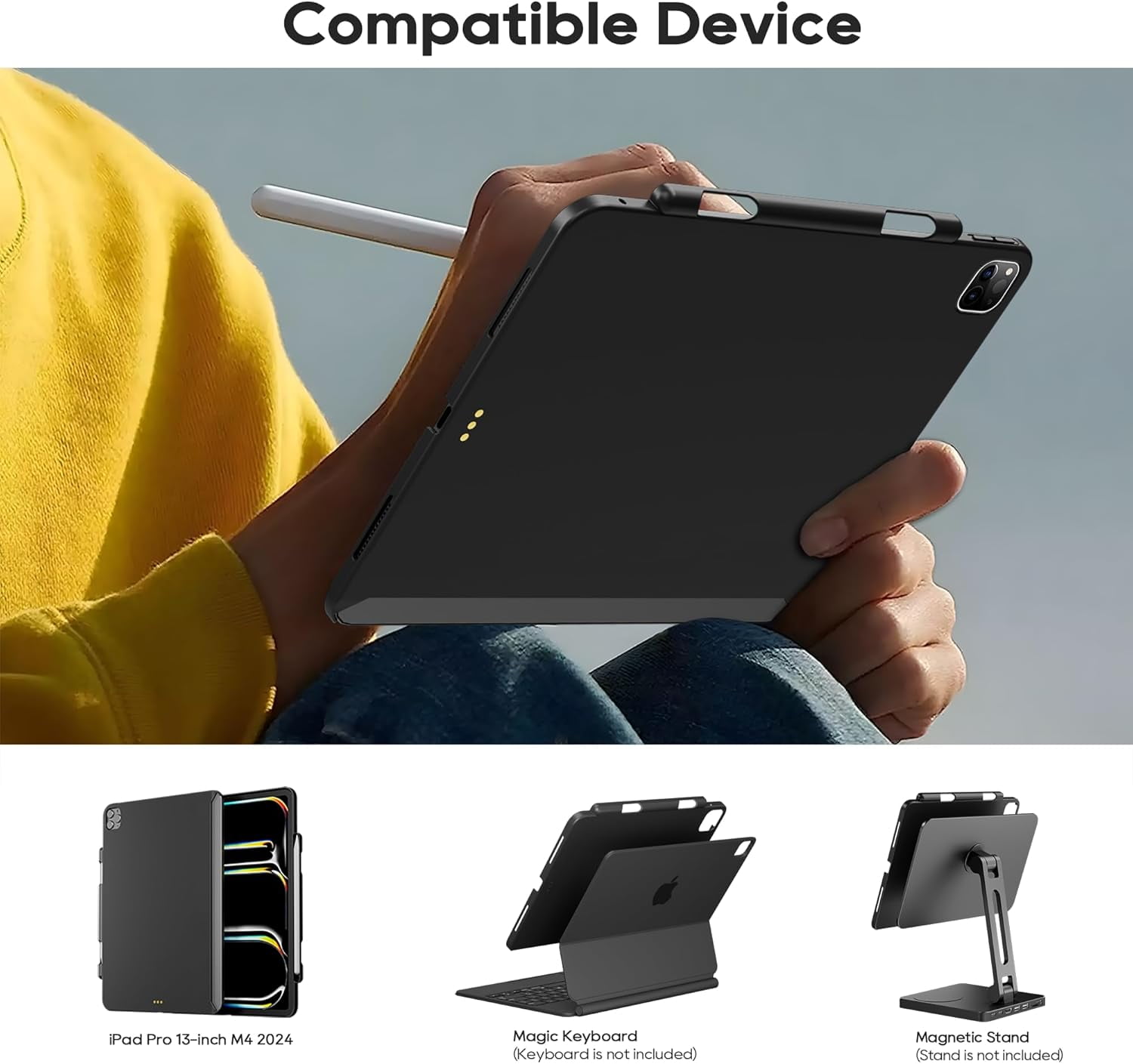 AJIUYU Magic Keyboard for iPad Pro 13 Inch M4 2024, Backlit