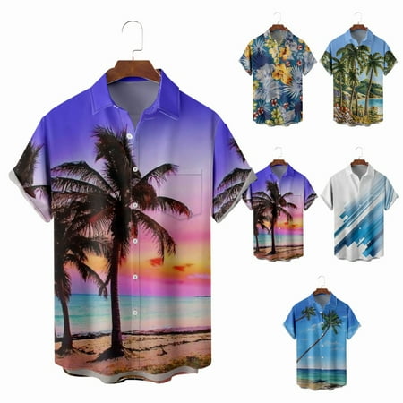 

Boys Short Sleeve Polo Shirts Lapel Print Slim-Fit Tops For Men Boys