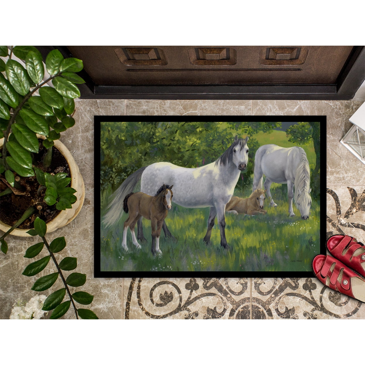Caroline's Treasures Group Of Horses Floor Mat - Thumbnail 2