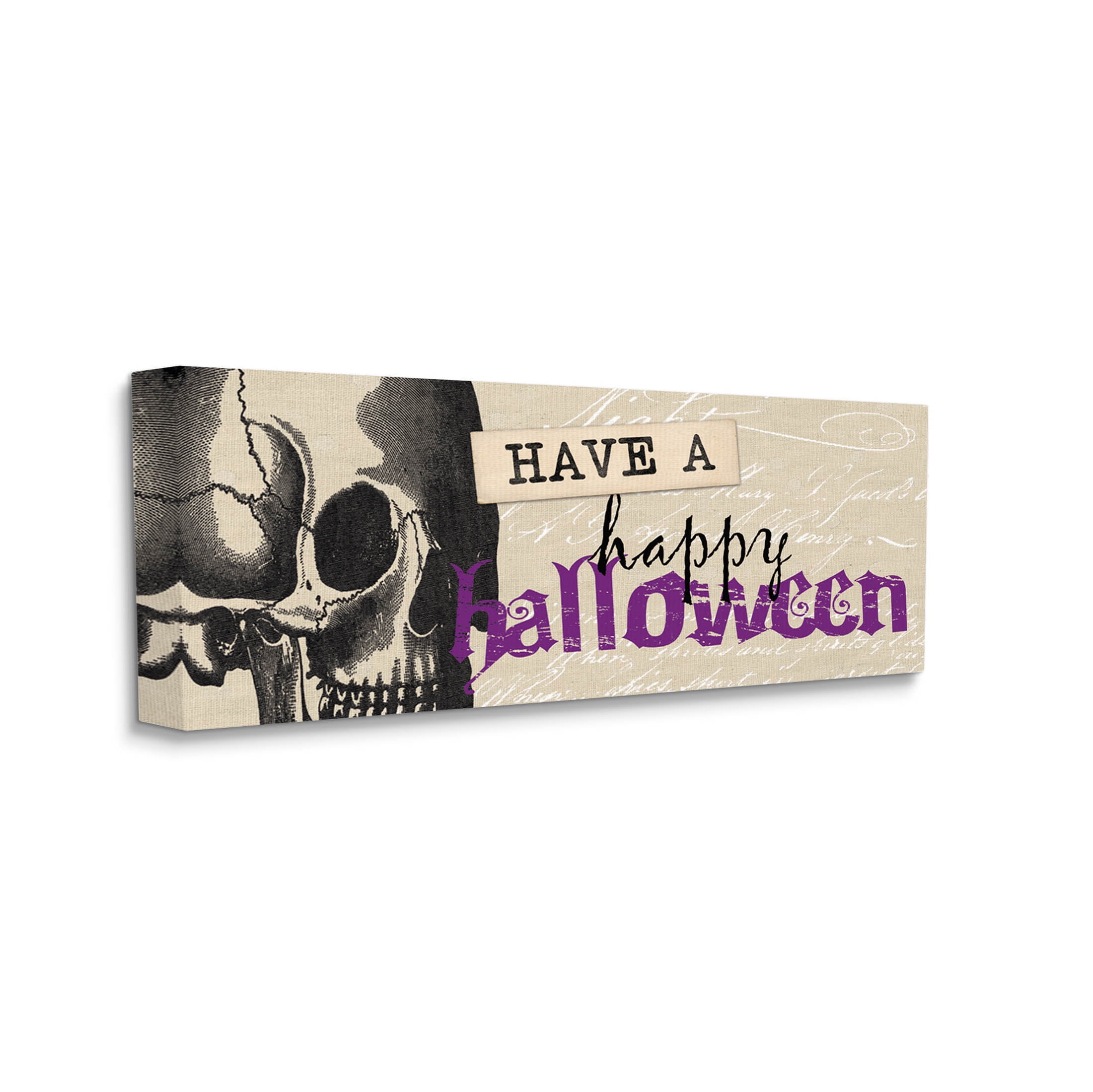 Stupell Industries Vintage Happy Halloween Skull Graphic Art Gallery Wrapped Canvas Print Wall Art, Design by Dogwood Portfolio