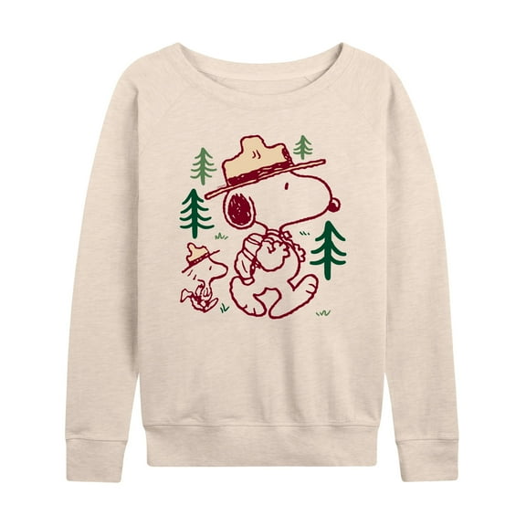 Peanuts - Snoopy and Woodstock Hiking - Women's Lightweight French Terry Long Sleeve Shirt