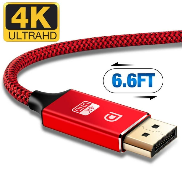Displayport Cable Capshi 4k Dp Cable Nylon Braided 4k 60hz 1440p 144hz Display Port Cable Ultra High Speed Displayport To Displayport Cable 6 6ft For Laptop Pc Tv Etc Gaming Monitor Cable Red Walmart Com Walmart Com