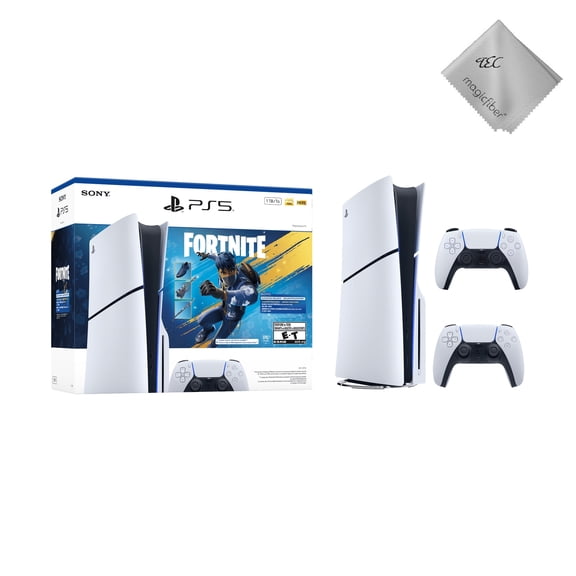 New TEC PS_5 Slim Disc Edition 1TB Gaming Console – Fortnite Flowering Chaos Bundle Included Extra White Controller