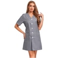thumbnail image 1 of Kaerm Robe d'Uniforme d'Infirmière pour Femmes à Manches Courtes avec Poches et Boutons, Gris G, 1 of 7