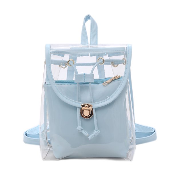 EeaseMX Mochila transparente de doble capa, color caramelo, para chica, para viajes de verano (azul)