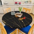 thumbnail image 6 of Golden Black Marble Round Table Cloth Cover Contrasting Classic Realistic Texture Tablecloth for Indoor Outdoor Picnic Party Fit for 40"-44" Round Tables, 6 of 6