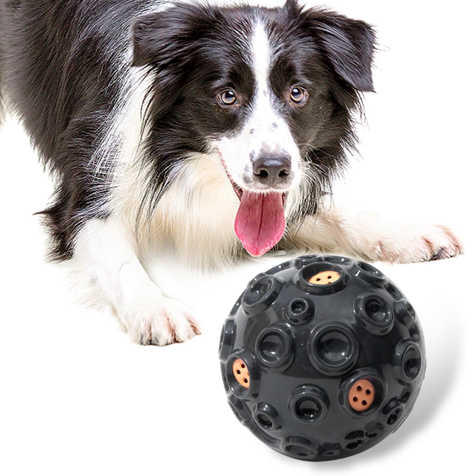 Bvdfgk Aggressive Chew Dog Toy Ball, Interactive Dog Ball with Squeaking Sound, Durable Black