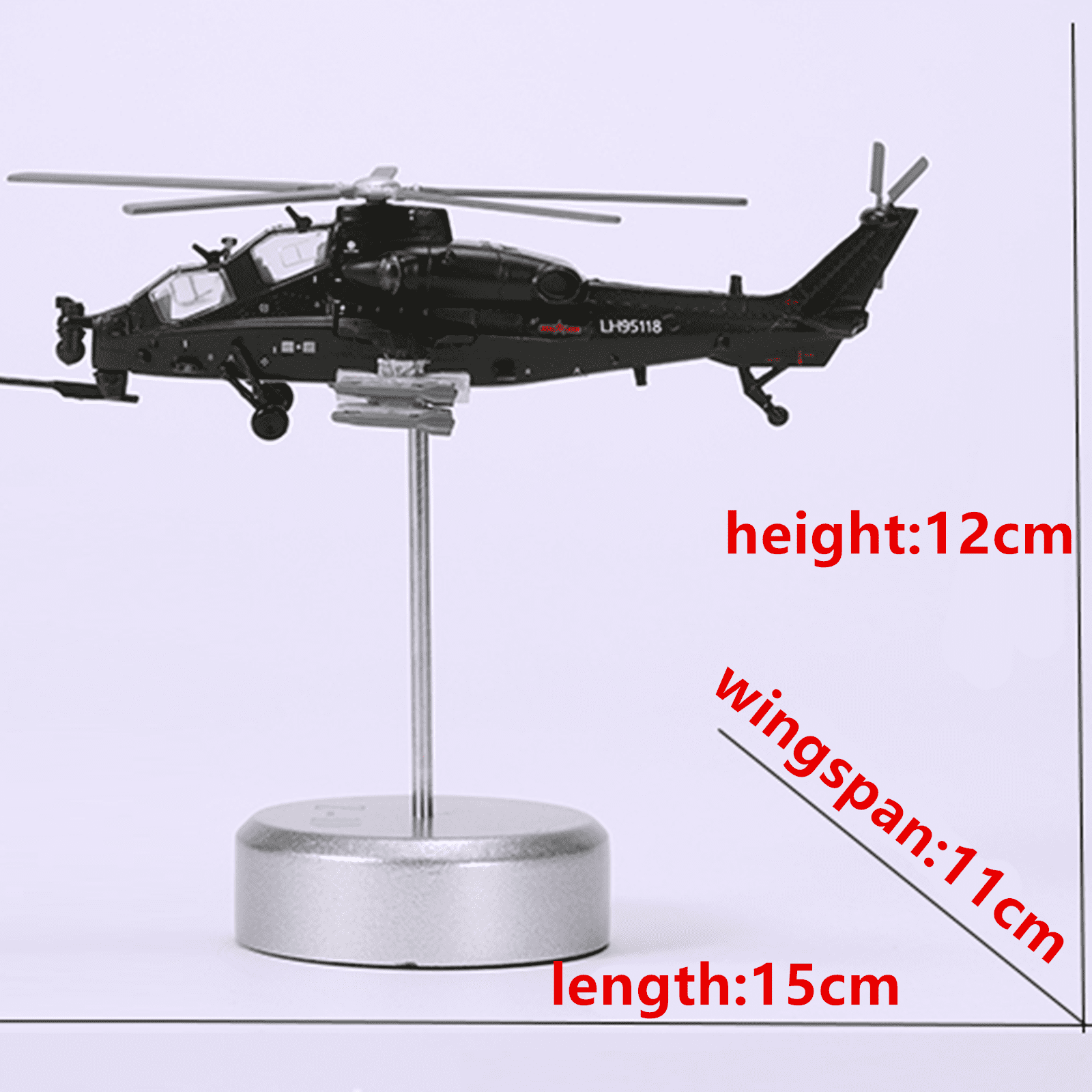 JIAHAOO Alloy Chinese WZ 10 Armed Helicopter Model 1/100 Scale Diecast Aircraft Aviation Collectible Static Display