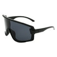 thumbnail image 2 of Mens Shield Wrap Around Sunglasses Oversized Sports Shades UV 400 Black, Black, 2 of 4