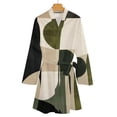 thumbnail image 4 of Sage Green Simple Shapes Night Robe Long Sleeve V Neck Robe With Belt Women's Sleepwear Dresses, 4 of 9