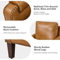 thumbnail image 5 of Tina's Home Mid-century Modern Genuine Leather Accent Armchair with Unique Arm Design, Nailhead Trim & Loose Cushion, Living Room / Bedroom Chair, Camel, Assembly Required, 5 of 8