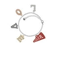 thumbnail image 2 of Delight Jewelry Acrylic 1.25" Maroon Cheer Megaphone Multi-Colored Crystal Love Charm Bracelet, 2 of 5