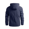 thumbnail image 3 of WTOBBY Men's Casual Zip Front Hooded Jacket, Outdoor-Ready Water-Resistant Windbreaker with Utility Pockets, Lightweight Layering Piece for All Seasons,Dark Blue 2XL, 3 of 3