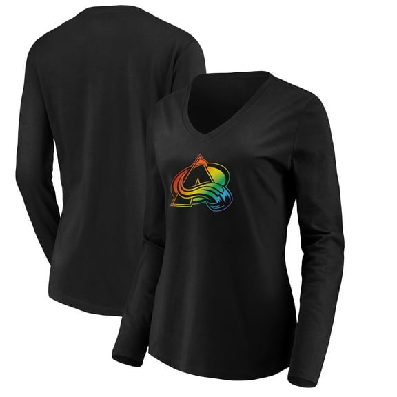 Women's Black Colorado Avalanche Team Pride Logo Long Sleeve V-Neck T-Shirt