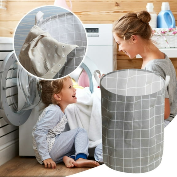 Clearance Woahu Woven Basket Tall,X Large Laundry Baske,Cotton/Linen Canvas Foldable Opening Medium Fabric Laundry Basket Holding And Arranging Laundry Bucket 35*45Cm