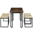 thumbnail image 5 of VECELO 4-Piece Dining Table Set, Kitchen Table with Bench and Two Stools for 4, Space Saving Design Gathering Bench Dining Set for Kitchen, Dining Room, Restaurant, Brown, 5 of 8