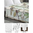 thumbnail image 5 of Full Size Flat Sheet Only, Dark Green Grass Soft Brushed Microfiber Bed Sheets, Flower Dragonfly Retro Pastoral Rustic Hotel Quality Breathable Bedding Top Sheet, Easy Care, 81"x96", 5 of 9