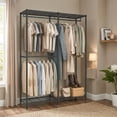 thumbnail image 6 of LEDREM Freestanding Clothes Rack , Metal Heavy-Duty Garment Rack/Wardrobe Closet with 3 Hanging Rods , 4 Shelves , Adjustable/Removable Parts , Tool-Free Assembly for Home Storage ,Ink Black, 6 of 6