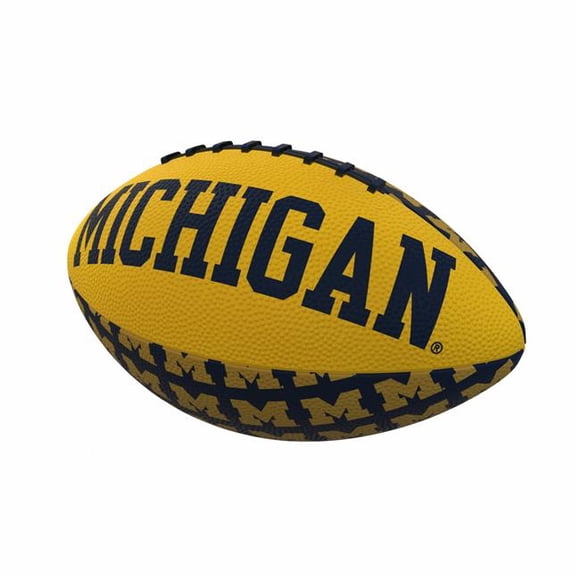 Logo Brands 171-93MR-3 Michigan Repeating Mini-Size Rubber Football