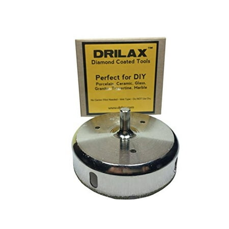 3/8 Inch Through Hole - Drilax 3-3/4 inch Diamond Hole Saw Ceramic Porcelain Tile Glass Marble Granite Quartz Cutting Coated Circular Saw DIY Shower Kitchen Tool Drill Bit Tip Wet Drilling Core Grit 3 3/4 Inches in