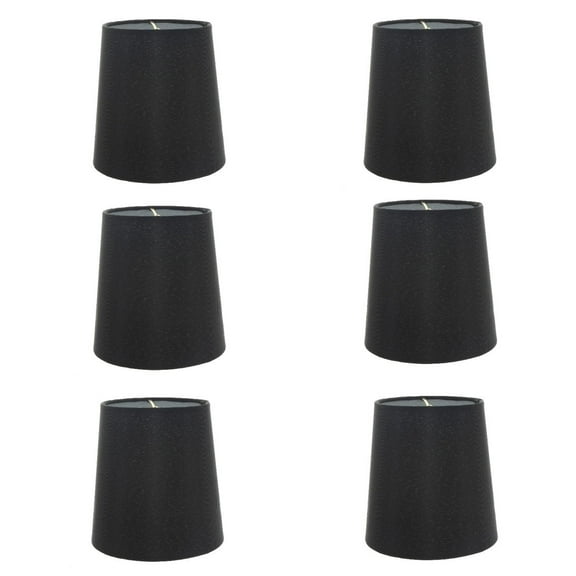 Set of 6 Silk Chandelier Lamp Shades 5 Inch Euro Style Drum Black Silk